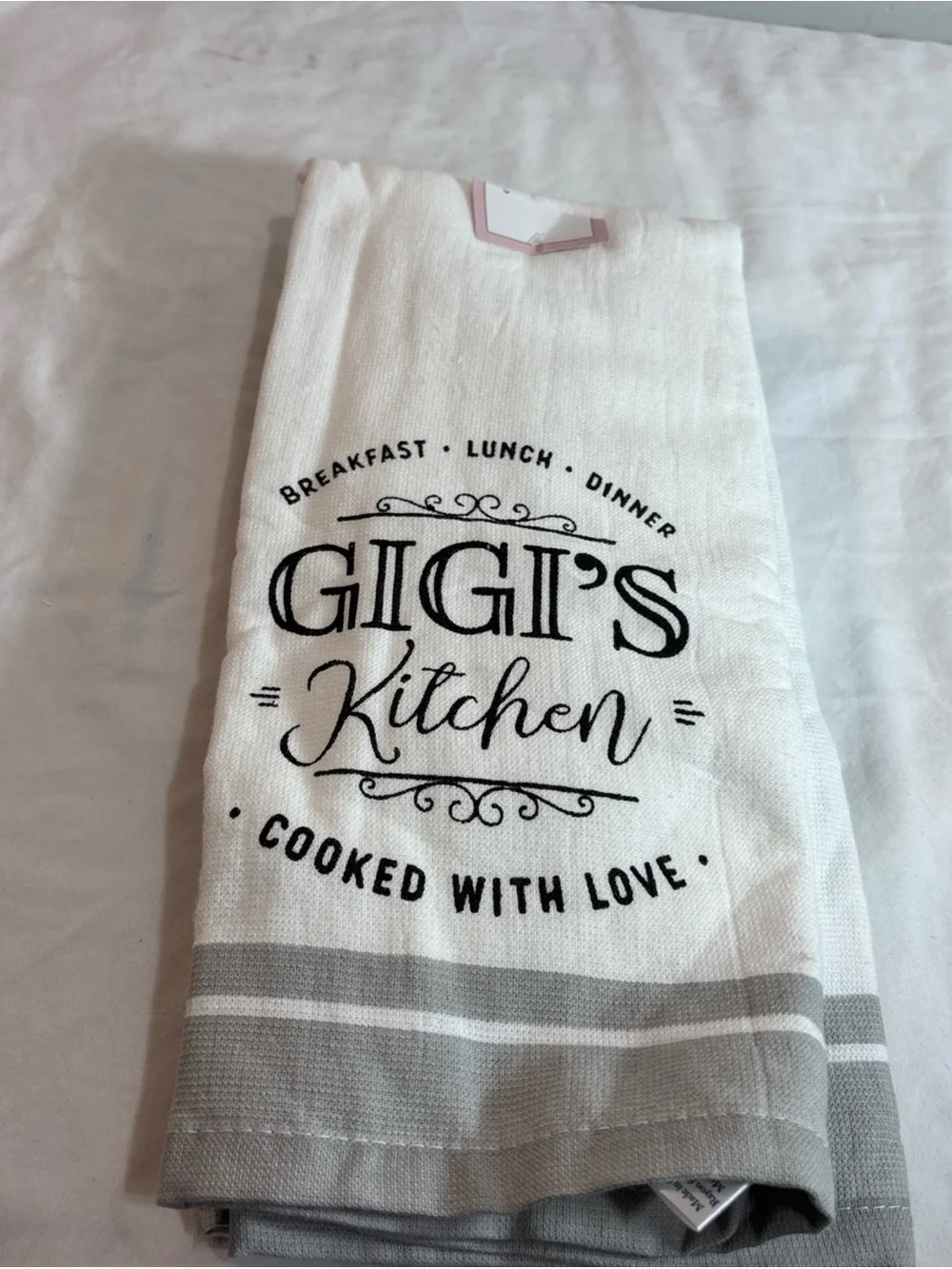 Kitchen towels set of 3 White & Gray Cotton Tea Towel 1282